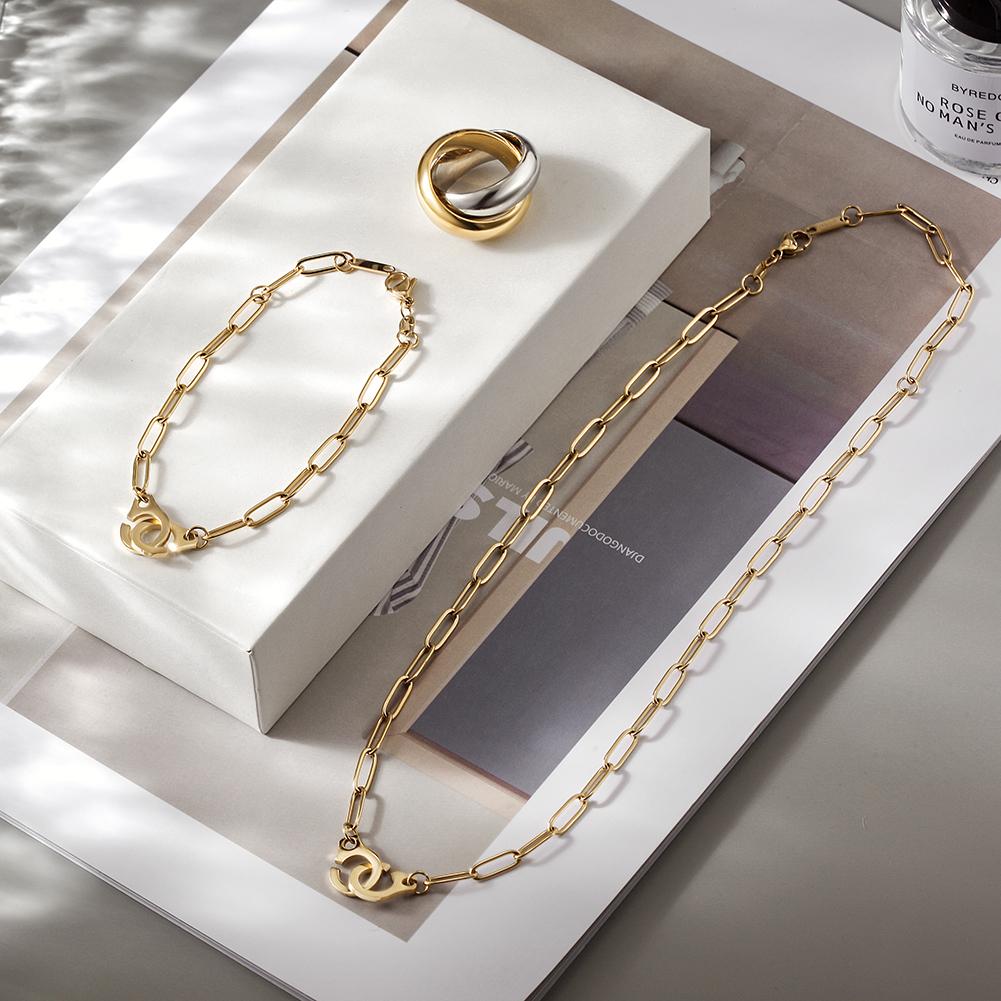 Paperclip Link Jewelry Set – Necklace, Bracelet & Ring